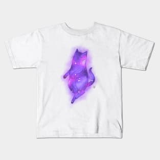 Galaxy Cat (white background) Kids T-Shirt